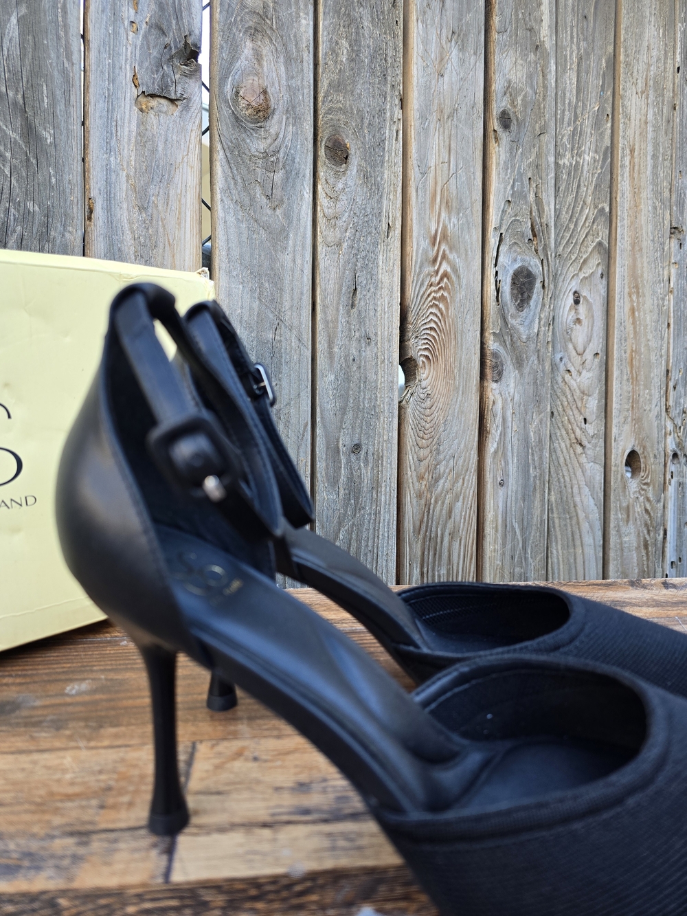 Cosy Island Black Pointed Toe Ankle Strapped Stiletto Heels Women Size 7 - Picture 4 of 16